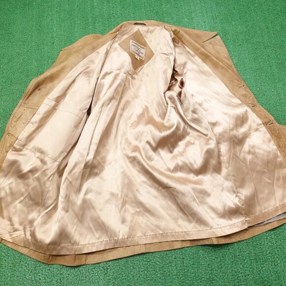 Grais Cabretta Leather Jacket Mens 44 Long Tan Glazed Aniline Car Coat Lined - Picture 10 of 12